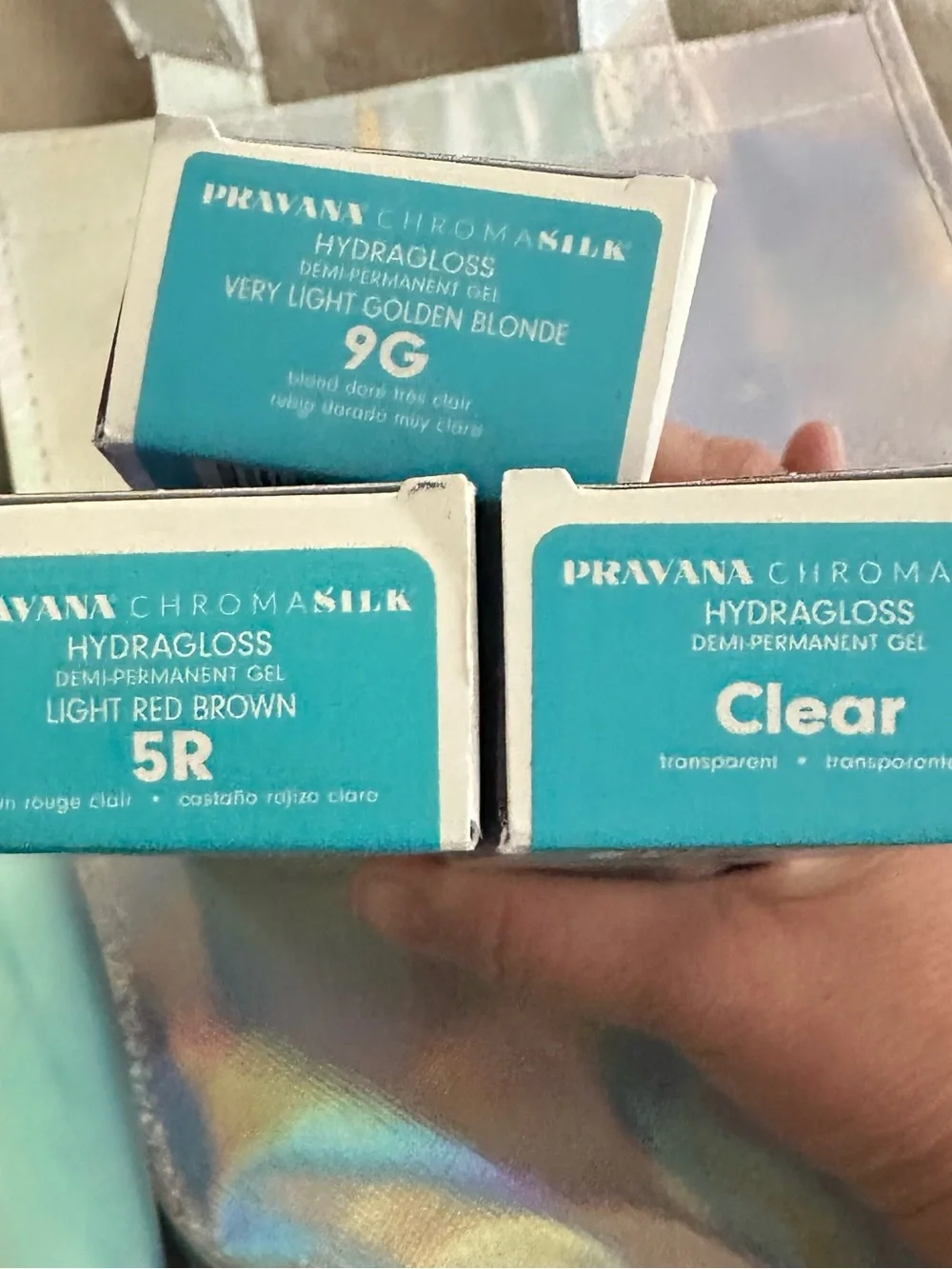 Pravana Bundle- T Shirt, Clip, 2 Full Size Leave Ins, 3 HydraGloss Toners, bag - Picture 2 of 5